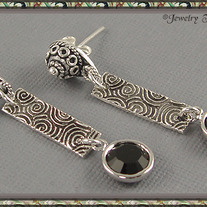 FUNKY Artisan Bali Sterling Silver Black Dangle Drop EARRINGS