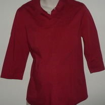 Maroon 3/4 Sleeve Length Top with Buttons/Collar-Mimi Maternity Size Large