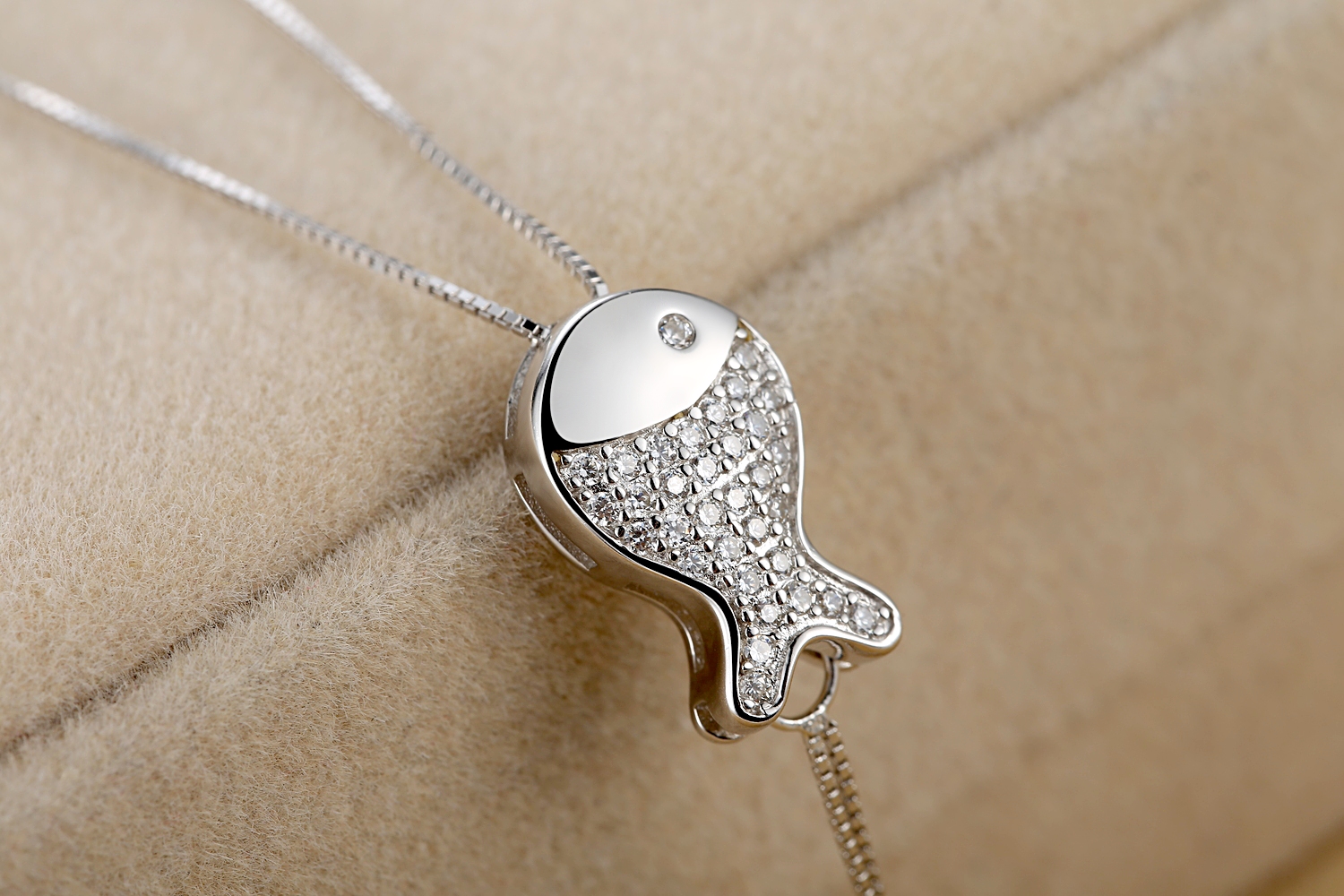 Women's Sterling Silver Diamante Cubic Zirconia Trio Fish Drop Dangling