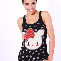 BOWS & POLKA DOTS BLACK GABBY KITTEN TANK TOP