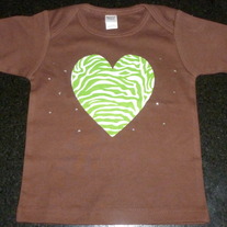 Brown Shirt with Green/White Heart and Rhinestones-NEW-Boutique Size 18-24 Months