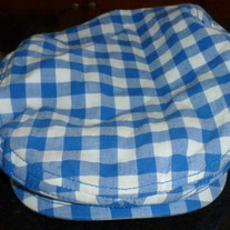 Blue/White Checked Hat- Size 12-24 Months
