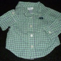 Green/Navy Checked Dress Shirt-Chaps Size 3 Months