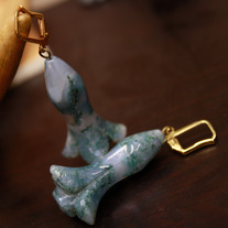 Carved Jasper Trumpet Flower Earrings