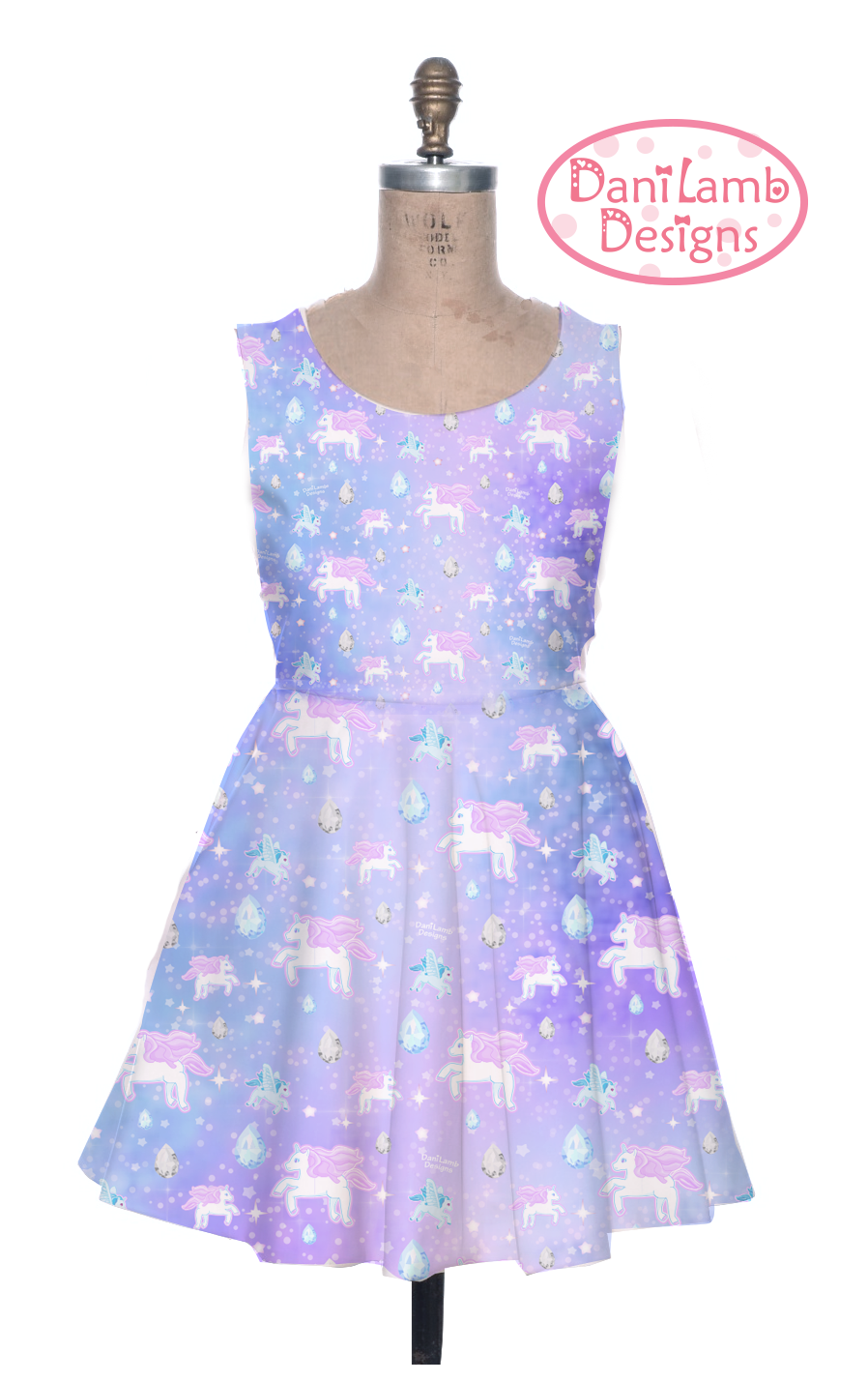 Unicorn Dress Pegasus Pony Fairy Kei Dress Pastel Galaxy Dress Stars