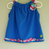 Perfect Top 2T- Blue w/ Multi-colored ruffle