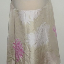 Light Tan Silk Skirt With Pink Flowers-Liz Lange Maternity Size XXL  SF0413