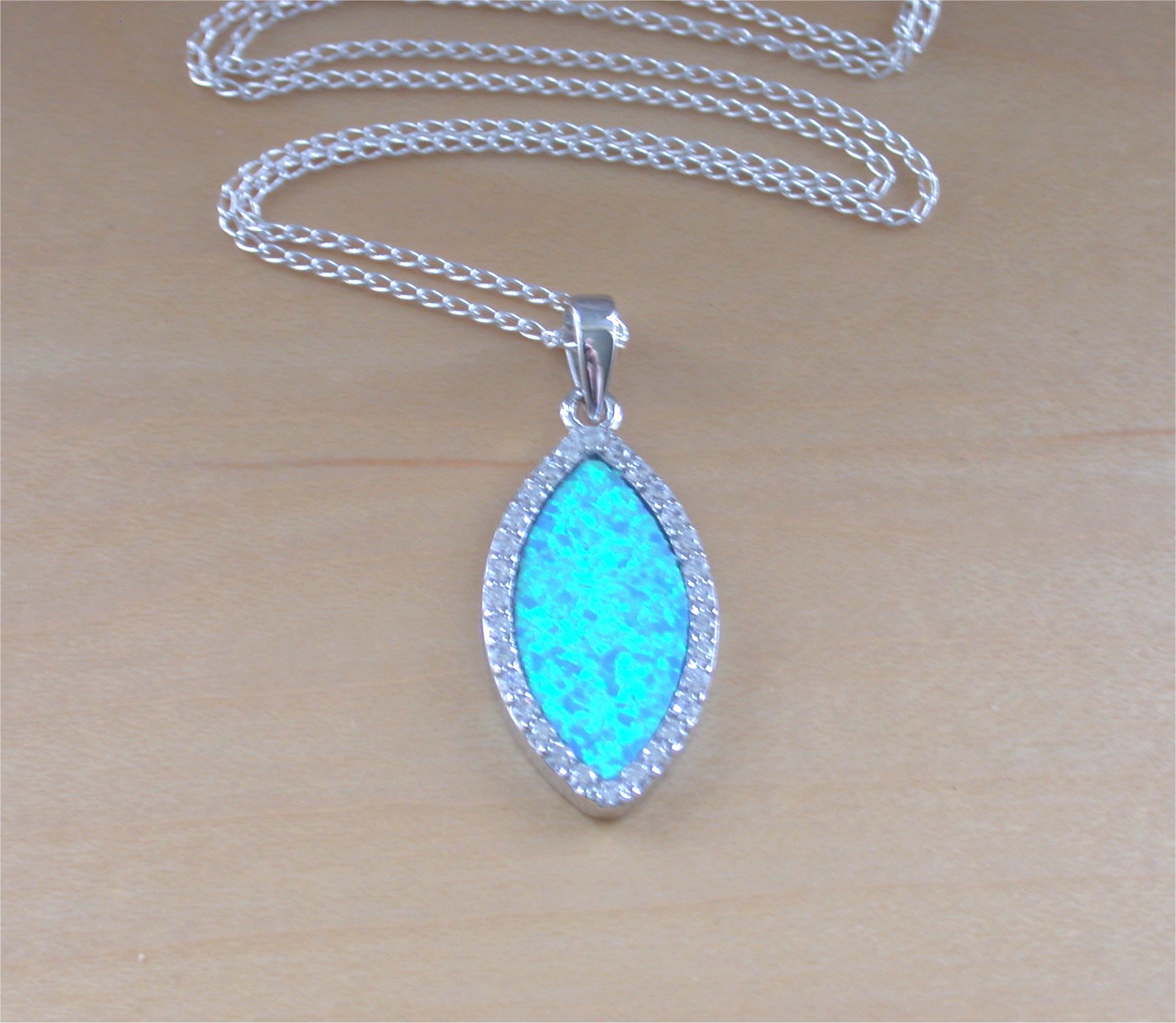 925 Sky Opal Pendant & 18" Sterling Silver Chain/opal necklace/opal