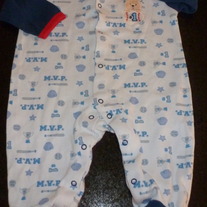 Blue Baseball Sleeper-Bon Bebe Size 3-6 Months  GS413