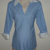 Blue Pin Stripe Career Top-Motherhood Maternity Size Large  CL413