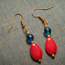 Teal & Red Earrings