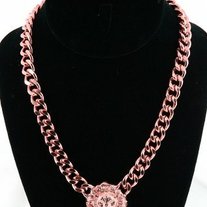 ROSE GOLD LION HEAD NECKLACE VINTAGE 80'S 