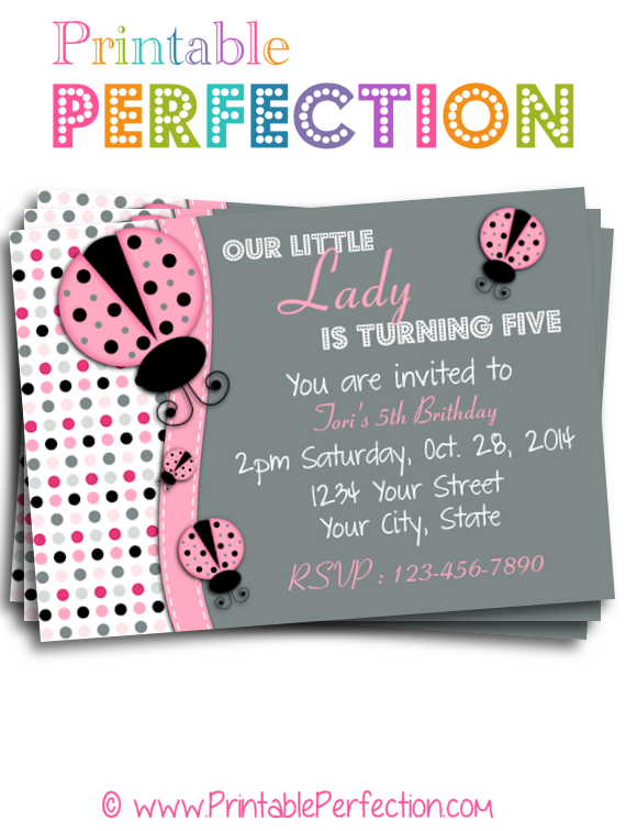 birthday party invitation pink
