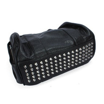 Black Shoulder Bag with Studded Bottom