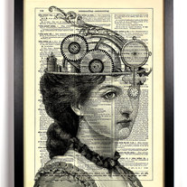 Image of The Steampunk Queen, Vintage Dictionary Print, 8 x 10