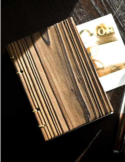 Lettepressed Small Coptic Pine Wood Journal: