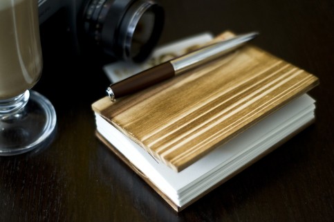 Lettepressed Small Coptic Cedar Wood Journal: