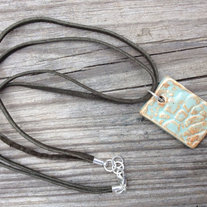 Handcrafted Ceramic Pendant on Double Strand Leather Chain