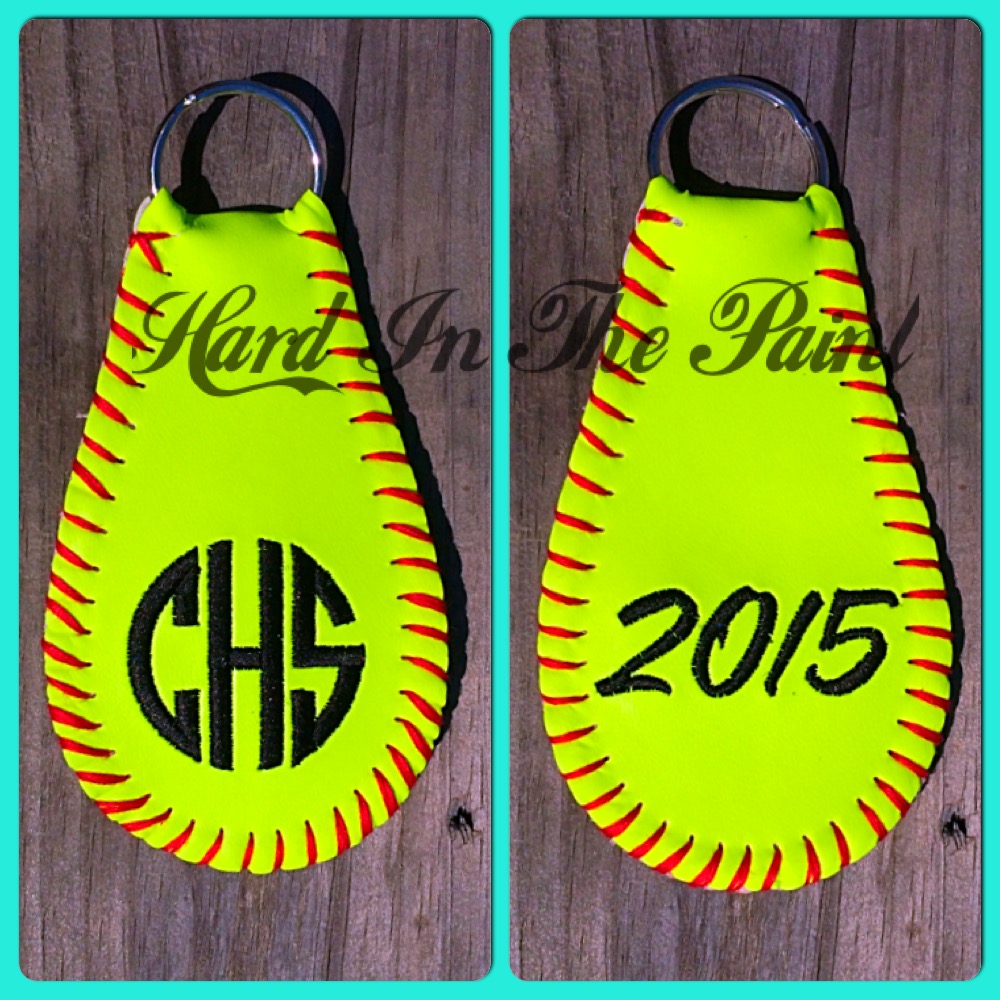 Custom Embroidered Softball Keychain on Storenvy