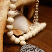 Alabaster and Snowflake Obsidian Necklace