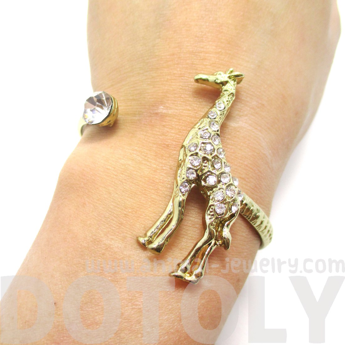Giraffe Shaped Animal Inspired Open Bangle Bracelet in Gold with
