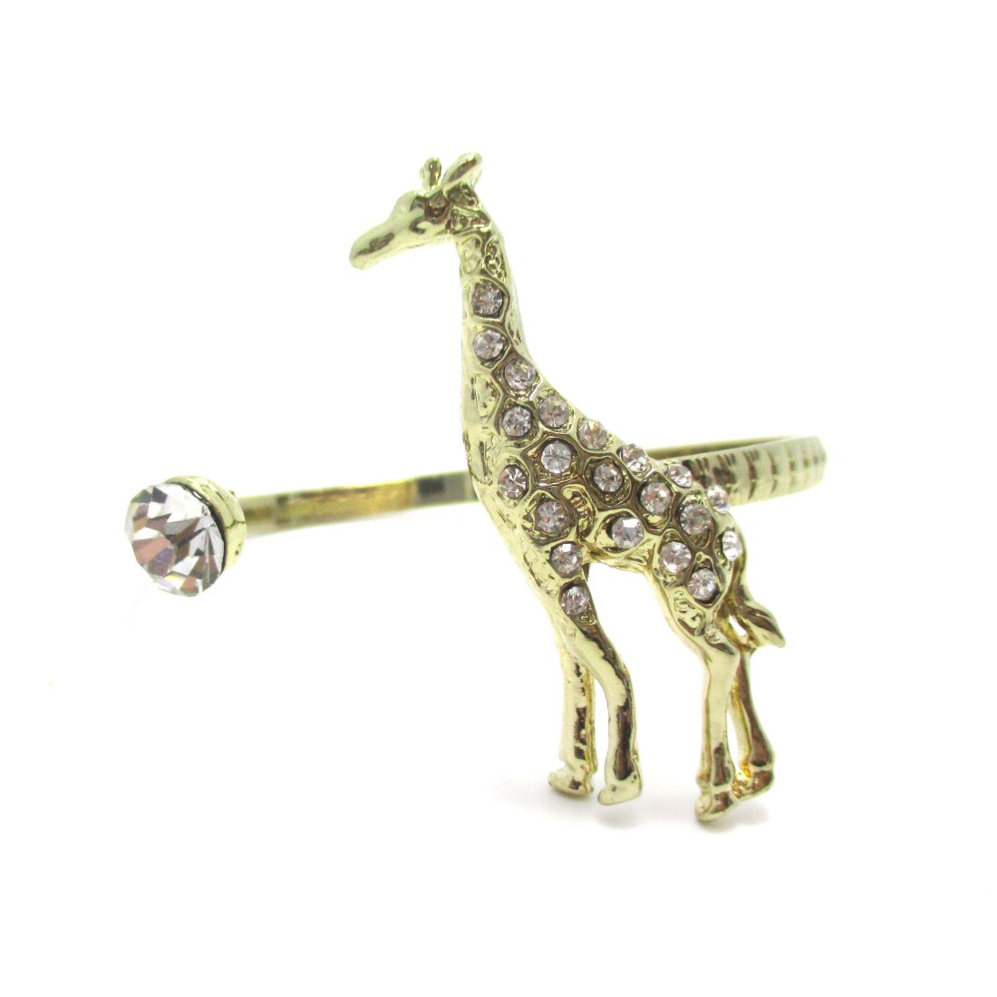Giraffe Shaped Animal Inspired Open Bangle Bracelet in Gold with