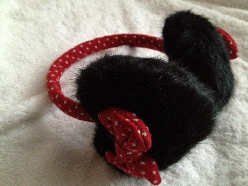 Cute Minnie Bow Black Heart Shaped Fur Earmuff on Storenvy