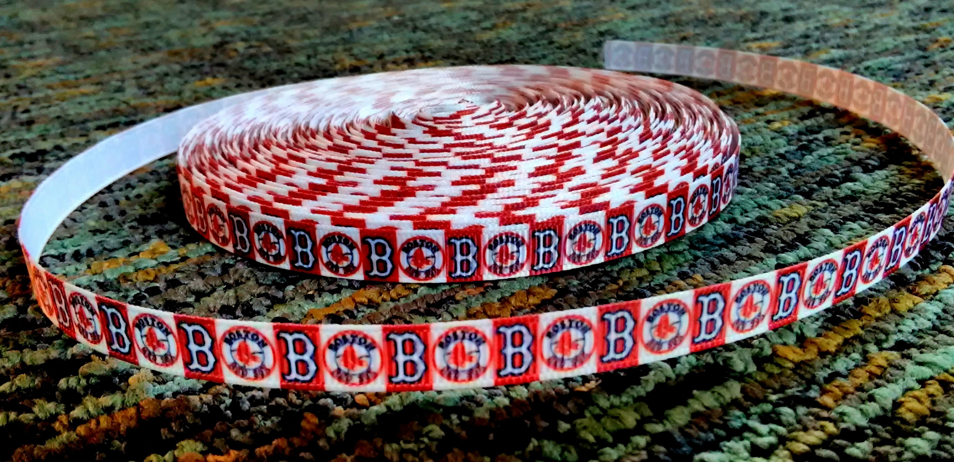 3/8" Boston Red Sox Inspired Custom Designed Ribbon 5 yd. · The