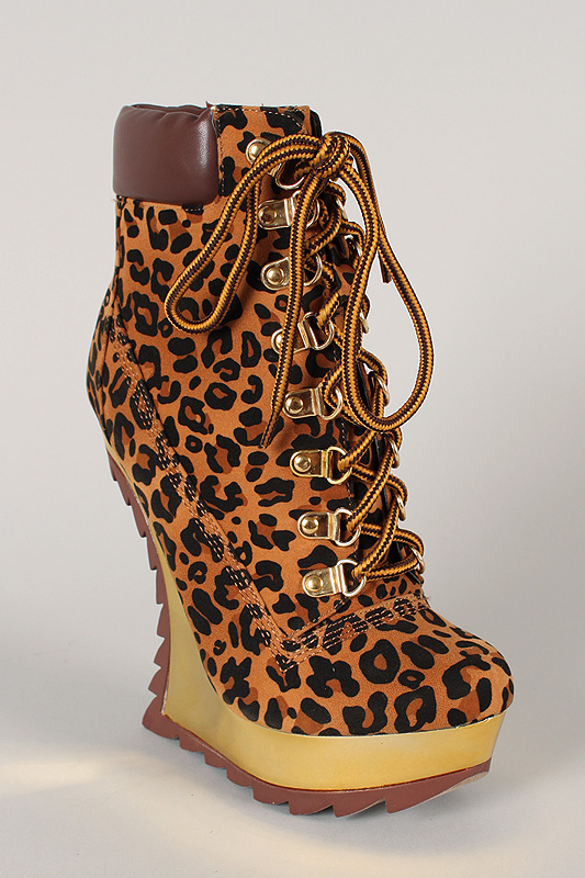 Leopard Lace Up Wedge Heel on Storenvy