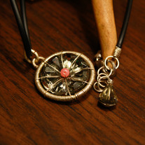 Vintage Grey Glass and Sterling Silver Frame Necklace