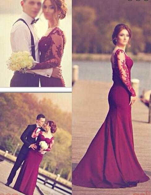Long Sleeve Lace Prom Dresses