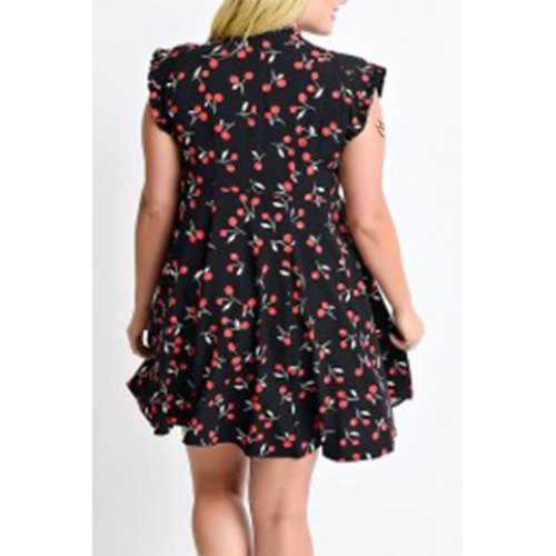 Sleeveless Chiffon Tiny Cherry Print Dress For Women on Storenvy