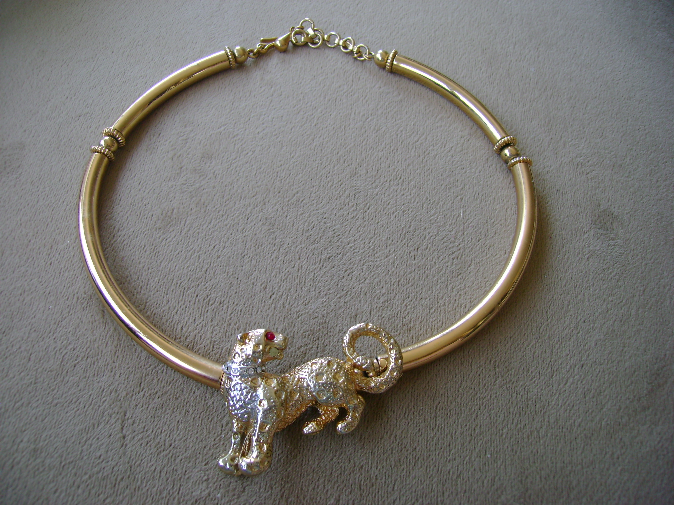 Golden Cougar Necklace with Rhinestones on Storenvy