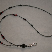 Beaded Lanyard Black/Grey/Red