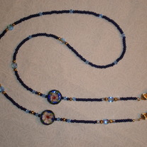 Beaded Eyeglass Chain Blue/Gold/Cloisonne (Spec. Order)
