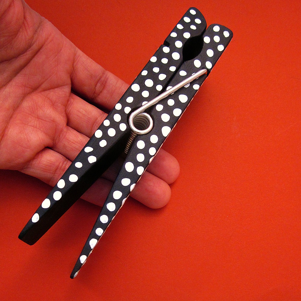 muse Big Wooden Clothespin, Handpainted Polka Dot Memo Clip and Photo