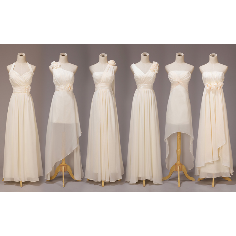 champagne bridesmaid dresses, long bridesmaid dresses, chiffon