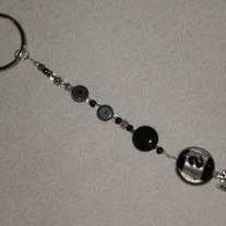 Beaded Keychain Black/Silver w/Love Charm