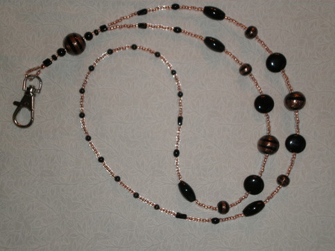 Beaded Lanyard Black/Copper