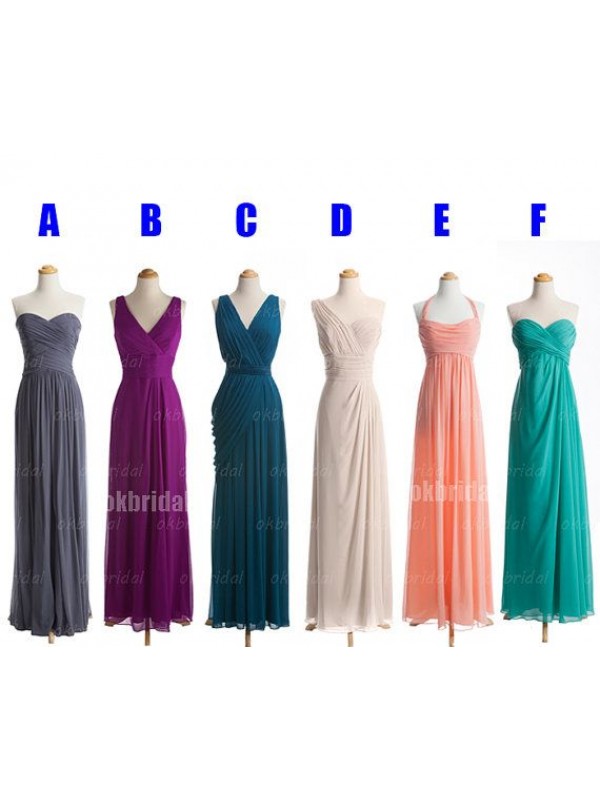 long chiffon bridesmaid dress,colorful bridesmaid dress,cheap popular