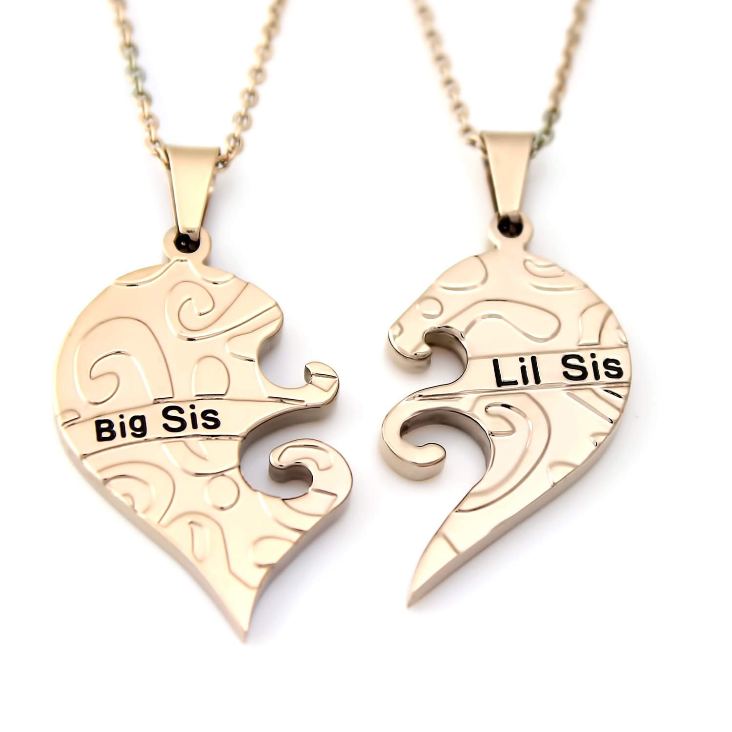 TZARO JEWELRY Sister Necklace Big Sis & Lil Sis, Heart