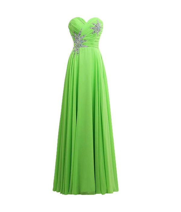 Sweetheart Long Prom Dresses,Chiffon Prom Dresses,Strapless Prom