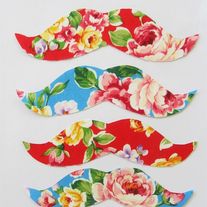 Floral Mustache Iron on Applique- 4 pack 
