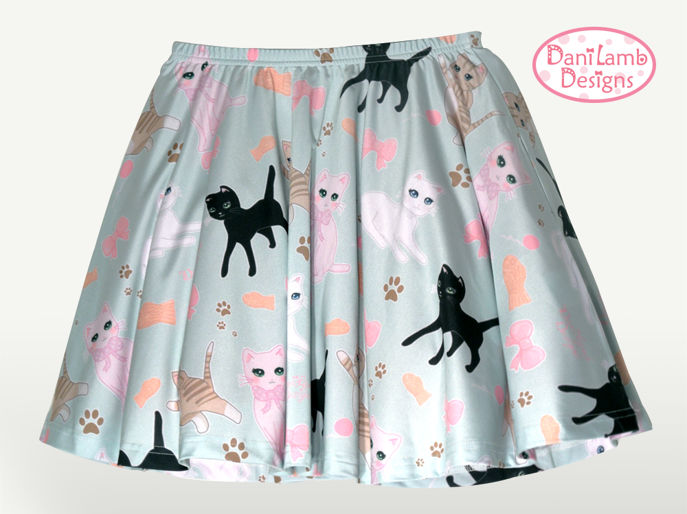 Kawaii Cat Skirt Fairy Kei Cat Skirt Pastel Cat Skirt Kitten Kitty