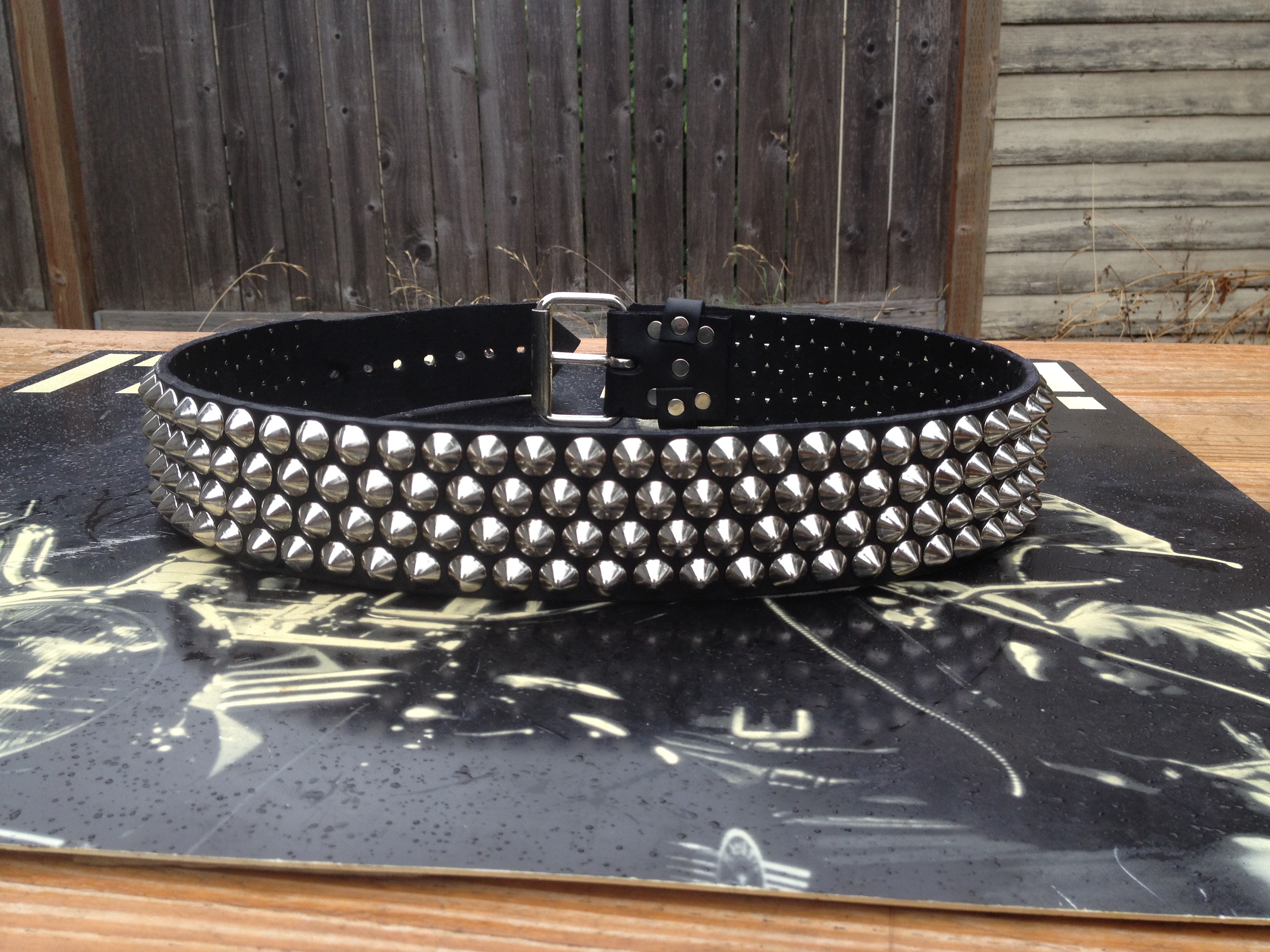 4Row Offset Cone Studded Belt on Storenvy