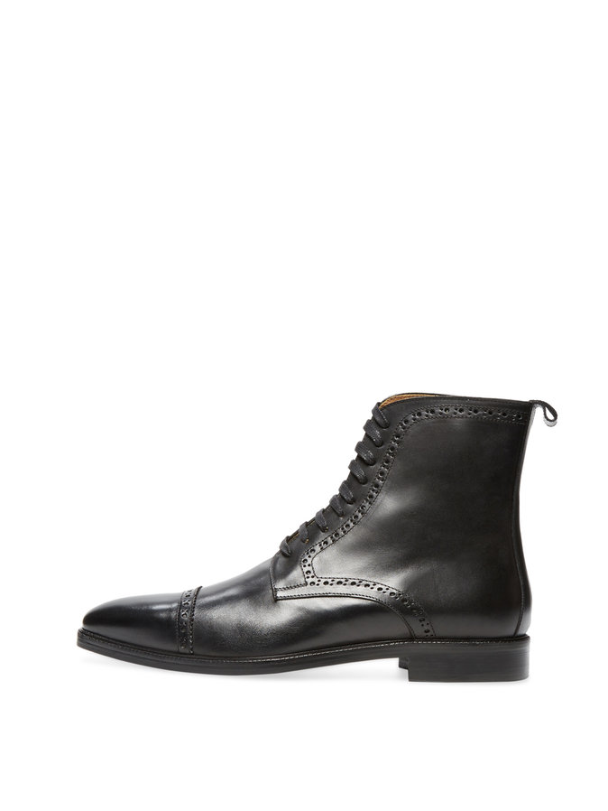 Handmade Men's Black ankle lace up boot, Mens Oxford black leather boot