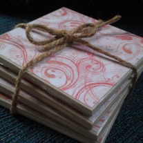 Pink & Red Swirl Coasters, Set of 4