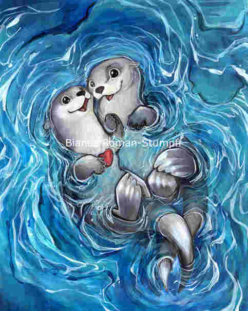 Snuggling Otters Print · Art of Bianca Roman-Stumpff · Online Store