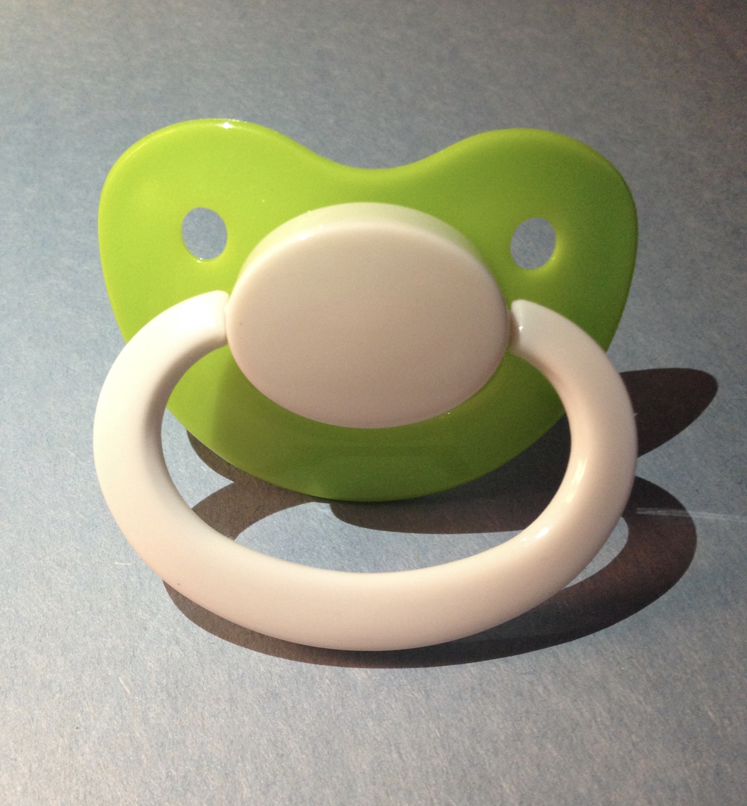 Plain Adult Pacifier Lime Green w/ White Handle ABDL Adult