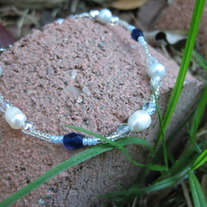 Blue Crystal & Pearl Bracelet